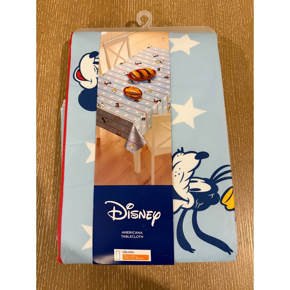 Disney Mickey Minnie Donald Americana Tablecloth 60 x 102 Oblong Stars Blue NEW